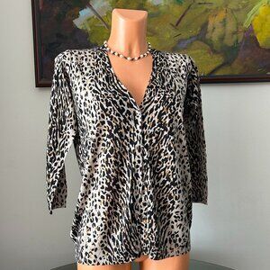 Zara NWT Animal Print Button-Down Cardigan